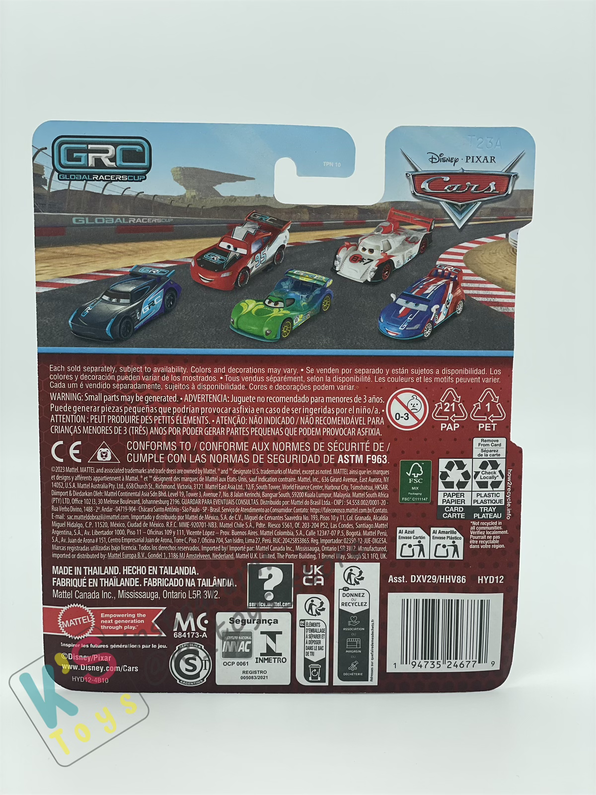 DISNEY PIXAR CARS BY MATTEL - "MAX SCHNELL" GRC SERIES 2024 NEW RELEASE - BNIP