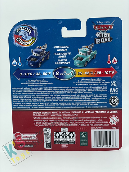 COLOR CHANGERS Disney Pixar Cars by MATTEL, PRESIDENT MATER (LIGHT BLUE/DARK BLUE) - CASE R 2023 RELEASE  - BNIP