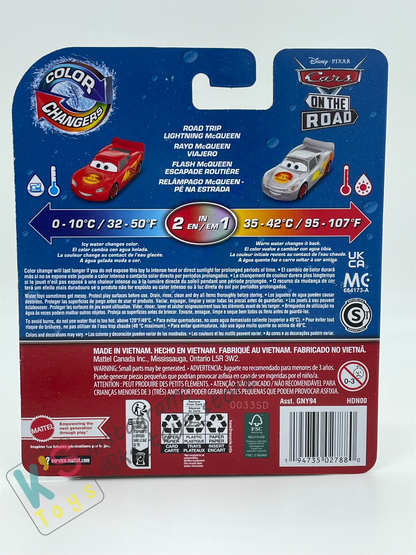 COLOR CHANGERS Disney Pixar Cars by MATTEL, ROAD TRIP LIGHTNING MCQUEEN (GREY/RED) - CASE R 2023 RELEASE  - BNIP