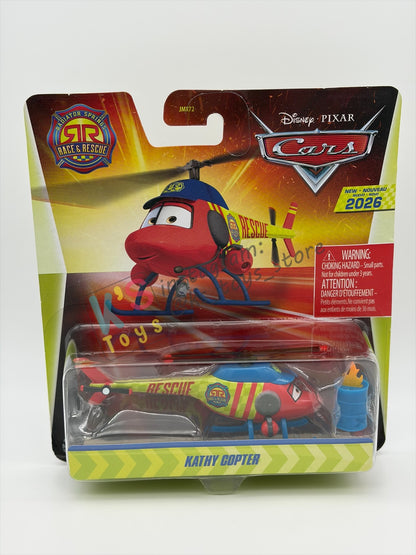 DISNEY PIXAR CARS BY MATTEL - "RACE AND RESCUE KATHY COPTER WITH ACCESSORIES" 2026 NEW RELEASE RACE & RESCUE SERIES - BNIP