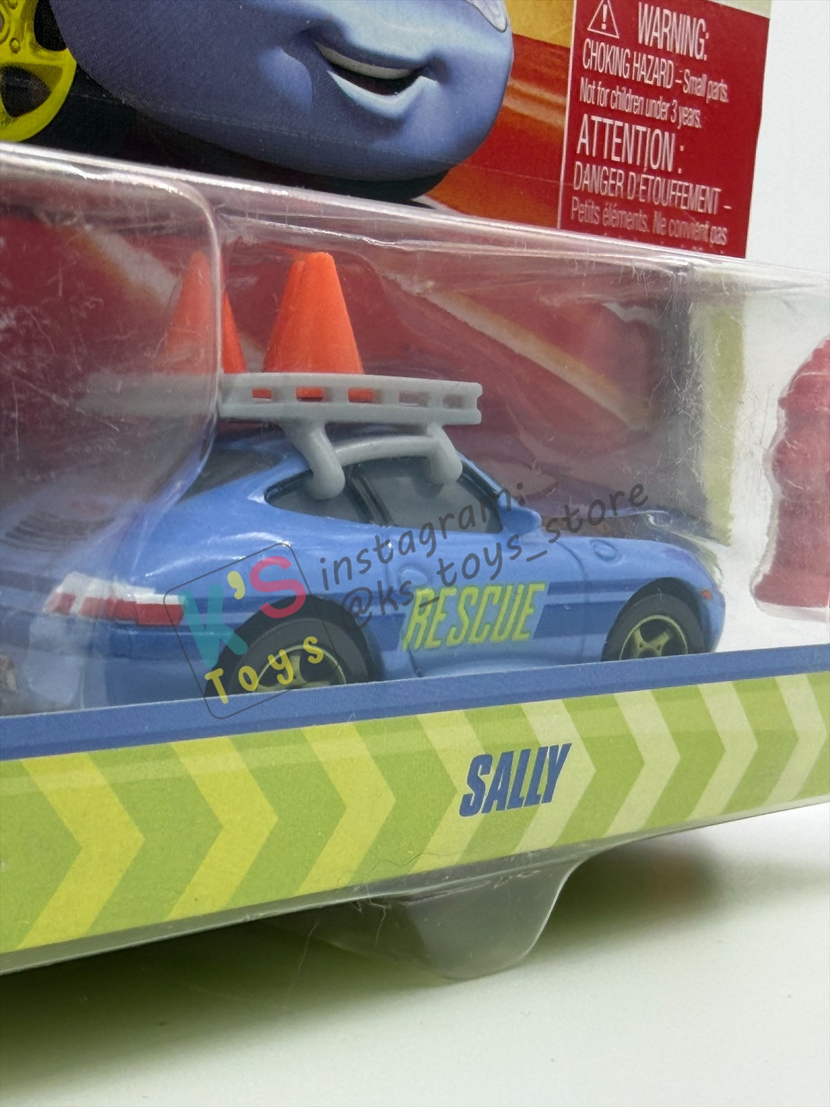 DISNEY PIXAR CARS 1:55 BY MATTEL - "RACE AND RESCUE SALLY WITH ACCESSORIES" 2026 NEW RELEASE RACE & RESCUE SERIES - BNIP
