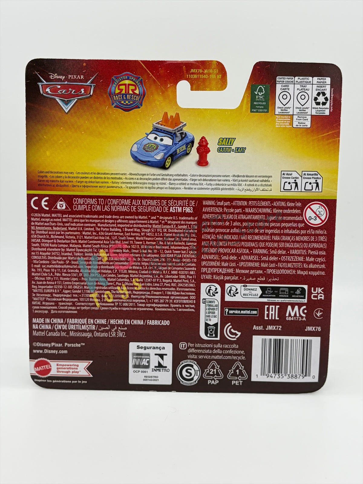 DISNEY PIXAR CARS 1:55 BY MATTEL - "RACE AND RESCUE SALLY WITH ACCESSORIES" 2026 NEW RELEASE RACE & RESCUE SERIES - BNIP