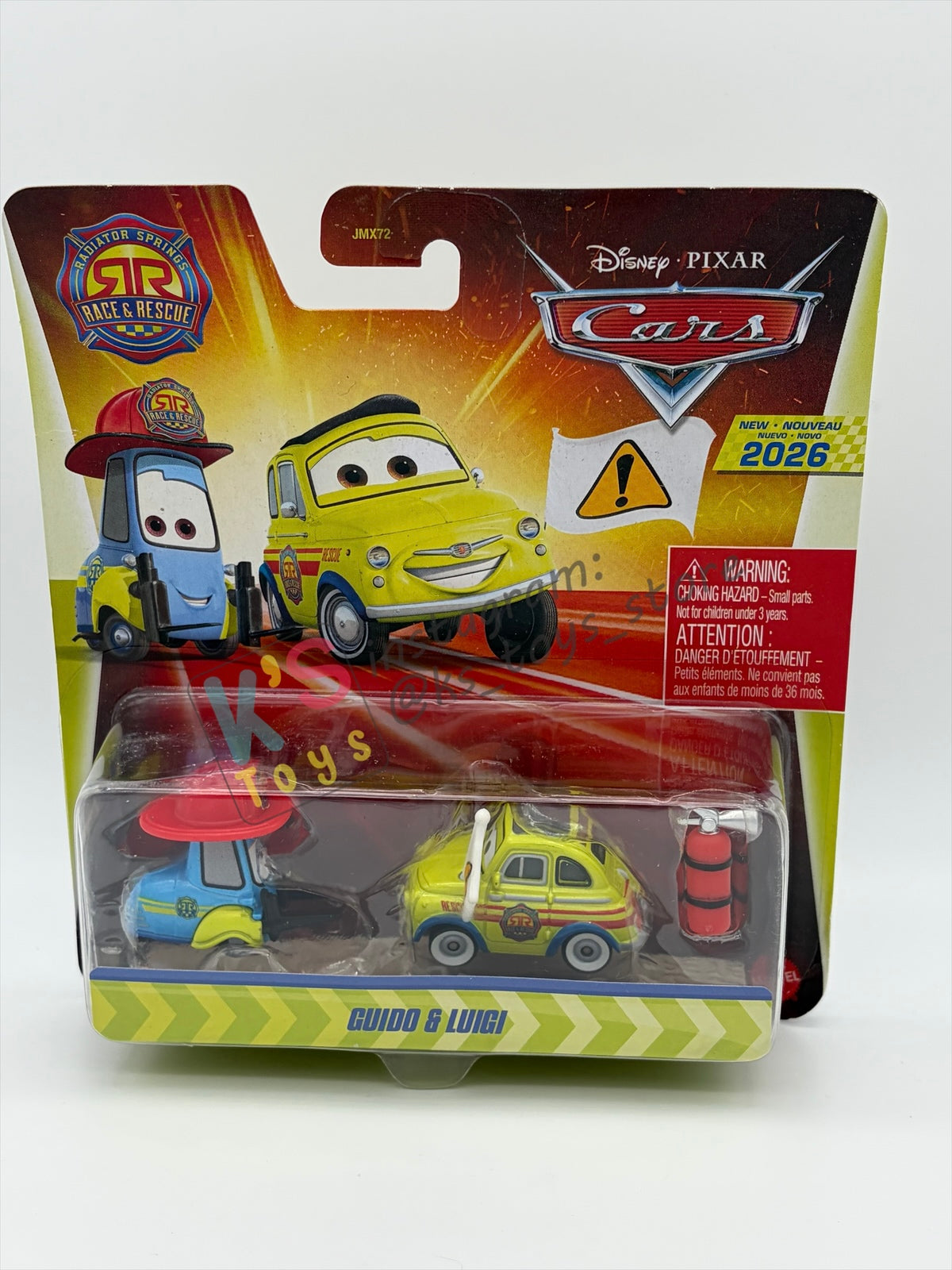 DISNEY PIXAR CARS 1:55 BY MATTEL - "RACE AND RESCUE LUIGI & GUIDO WITH ACCESSORIES" 2026 NEW RELEASE RACE & RESCUE SERIES - BNIP