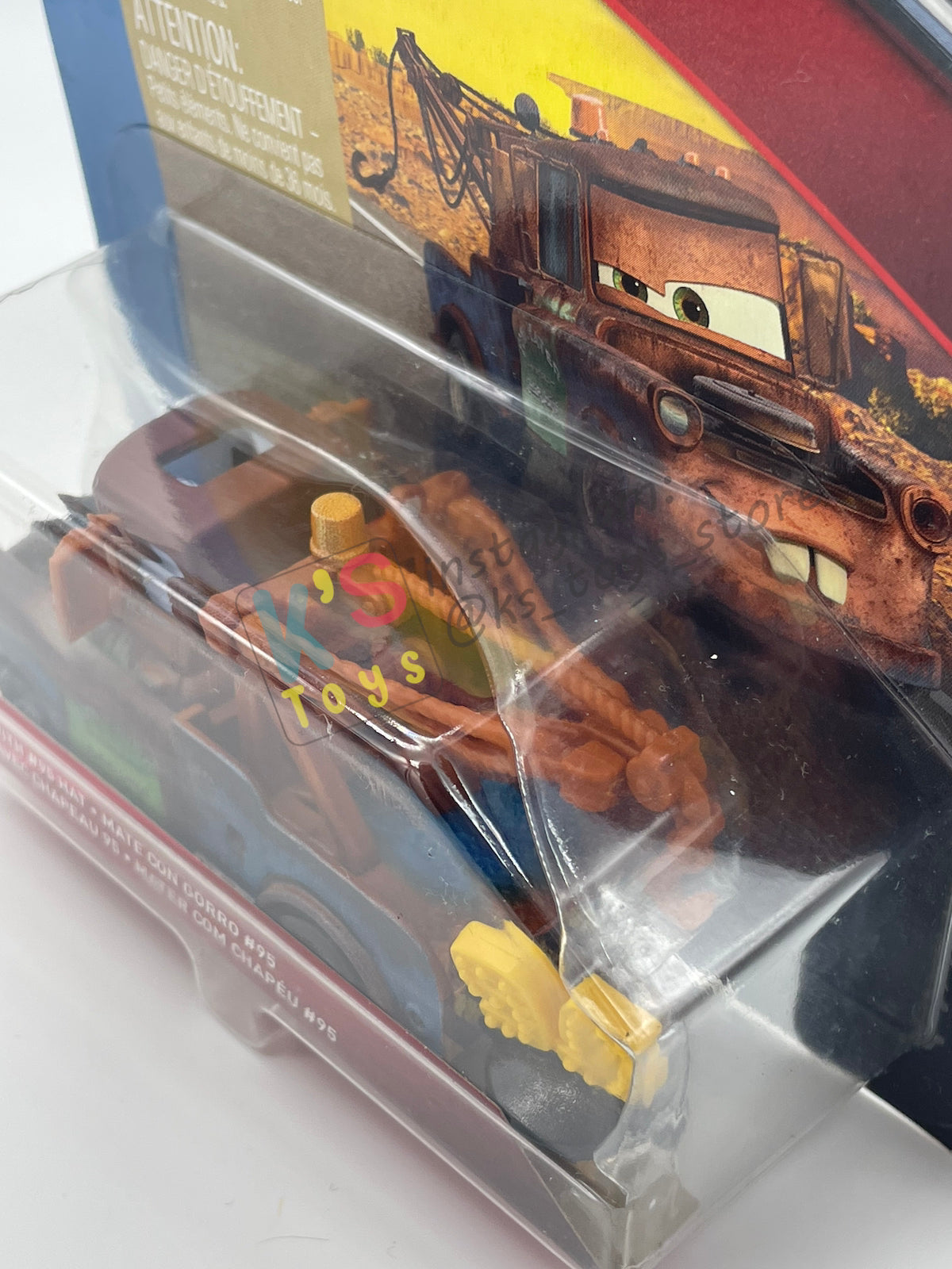 DISNEY PIXAR CARS BY MATTEL 1:55, "MATER WITH 95 HAT" - CARS 3 FLORIDA 3 SERIES - BNIP