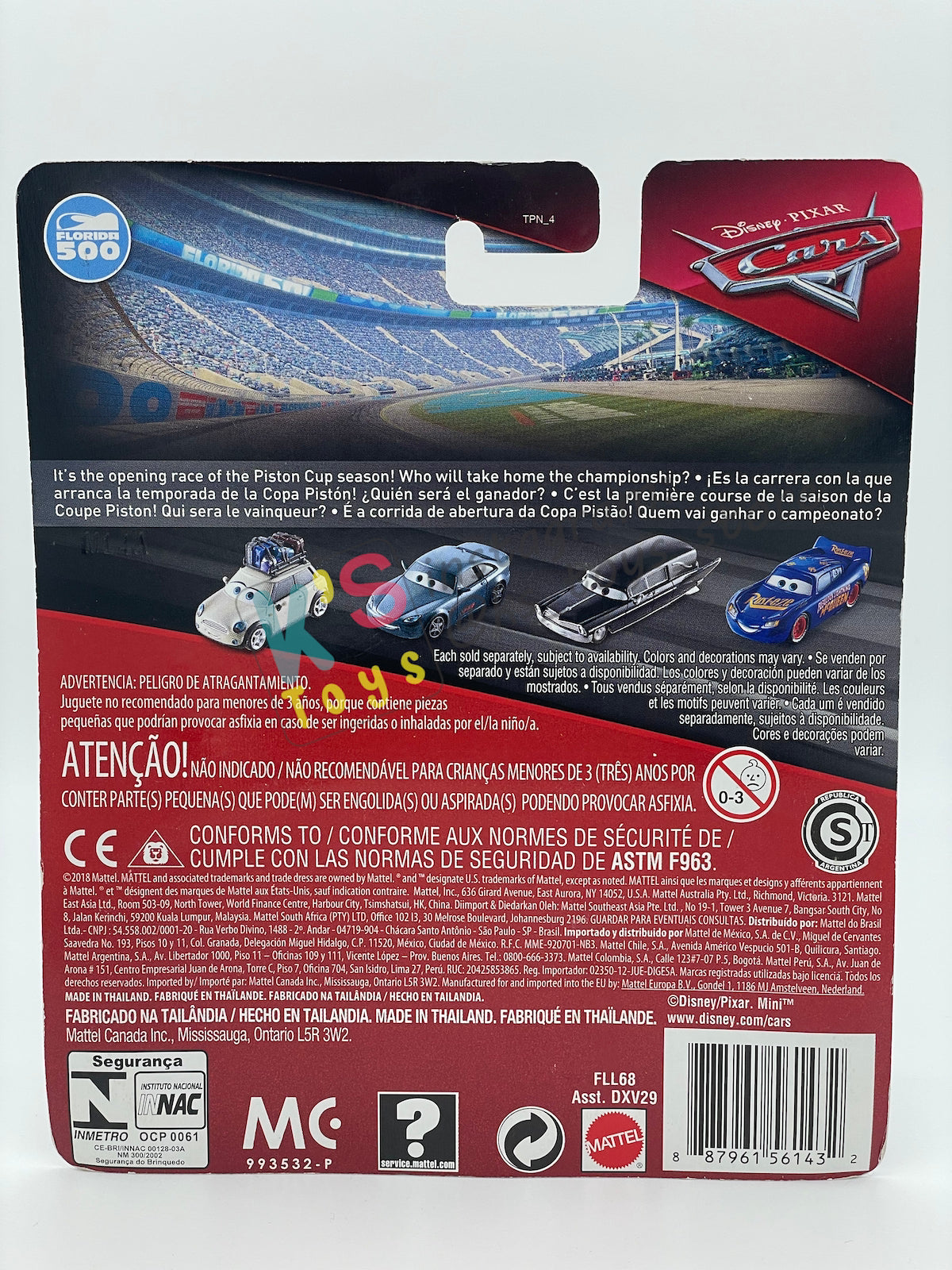 DISNEY PIXAR CARS BY MATTEL 1:55, "MATER WITH 95 HAT" - CARS 3 FLORIDA 3 SERIES - BNIP