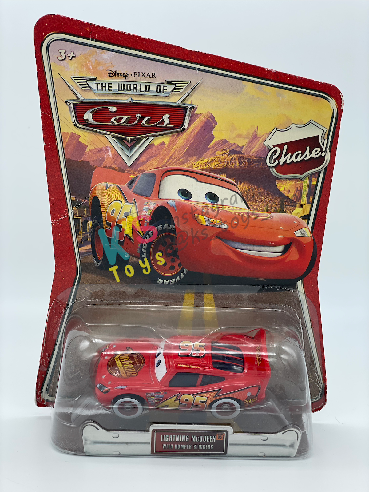 DISNEY PIXAR CARS "LIGHTNING MCQUEEN WITH BUMPER STICKERS" THE WORLD OF CARS SERIES - BNIP
