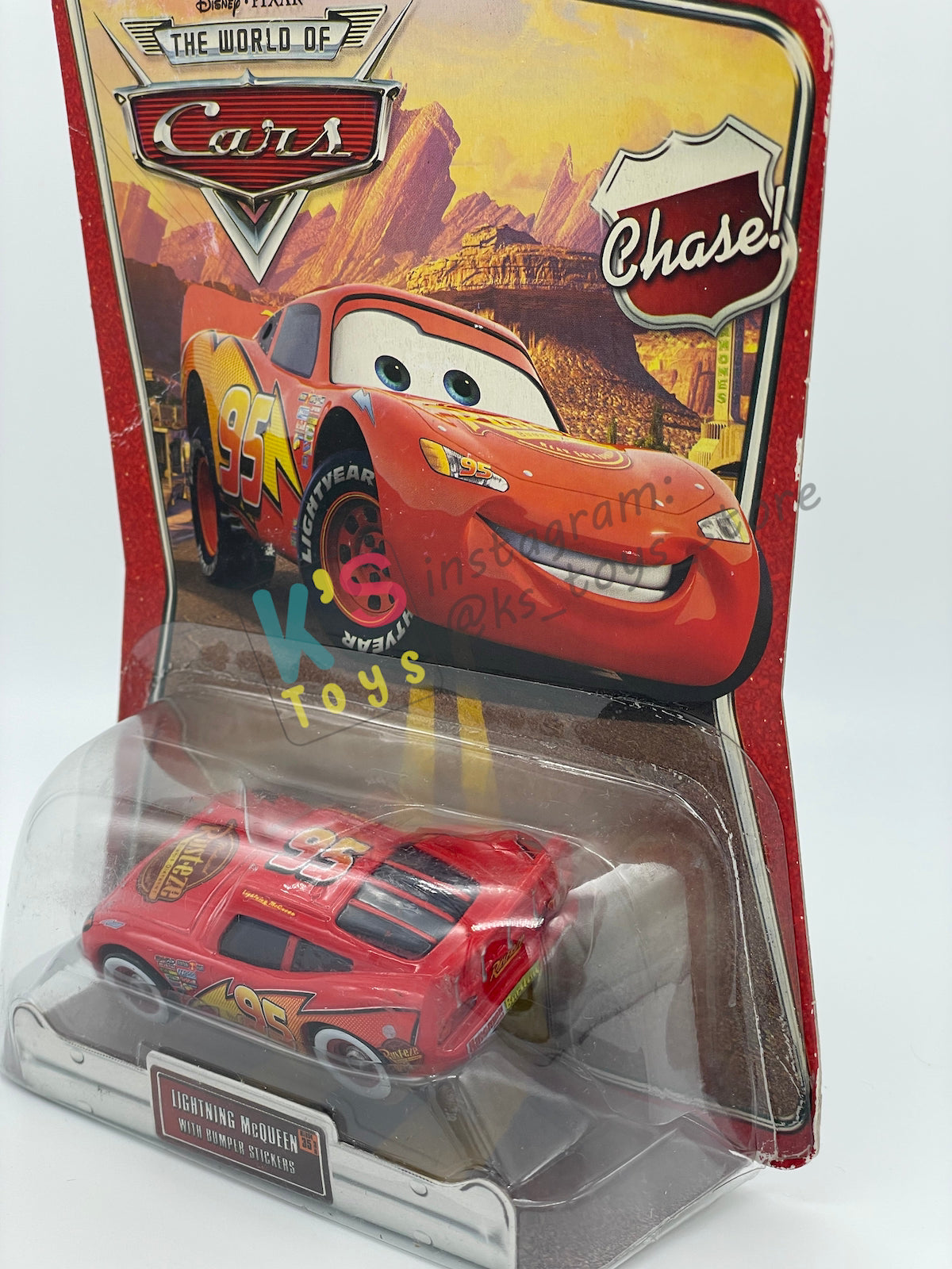 DISNEY PIXAR CARS "LIGHTNING MCQUEEN WITH BUMPER STICKERS" THE WORLD OF CARS SERIES - BNIP