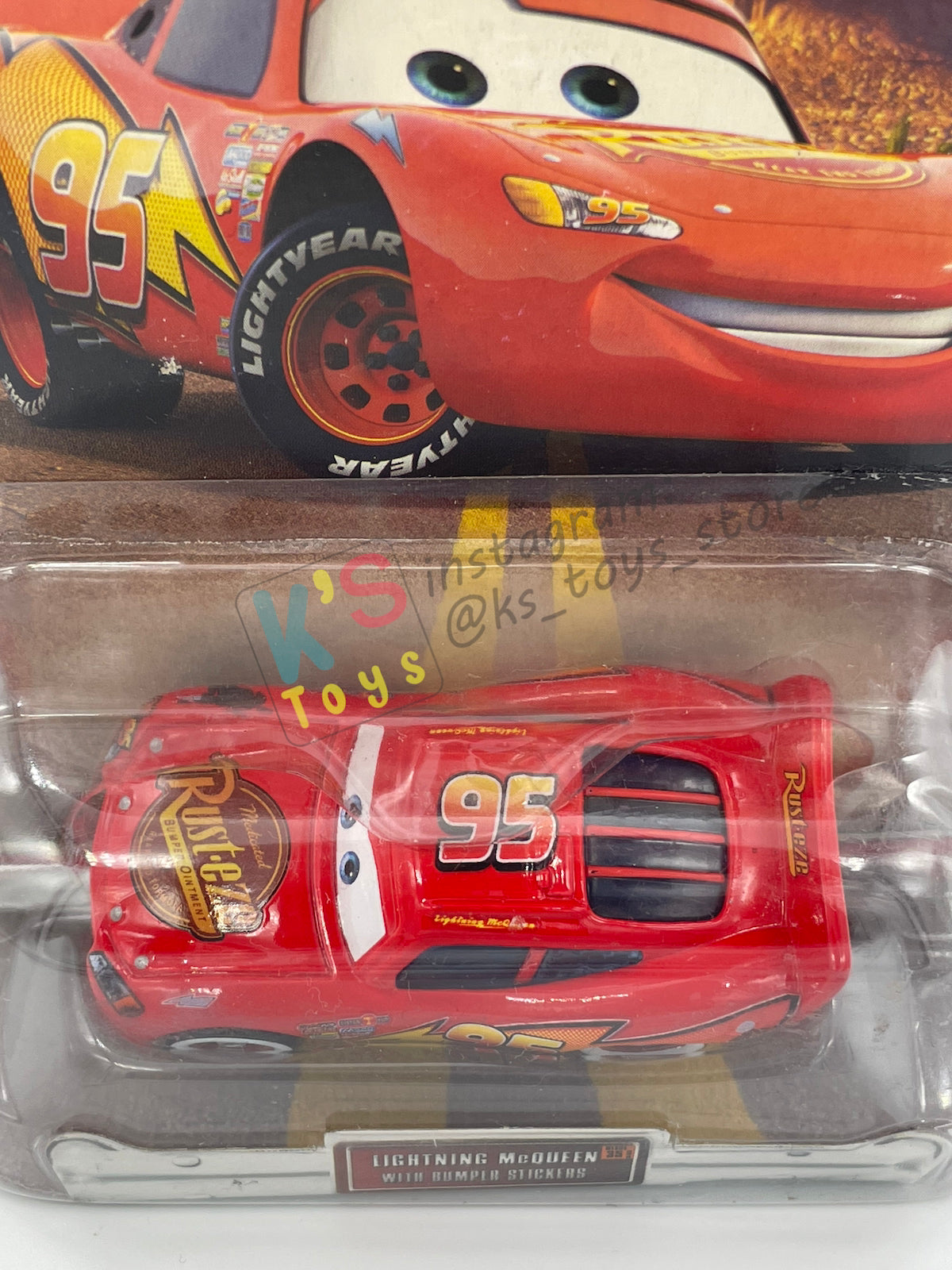 DISNEY PIXAR CARS "LIGHTNING MCQUEEN WITH BUMPER STICKERS" THE WORLD OF CARS SERIES - BNIP