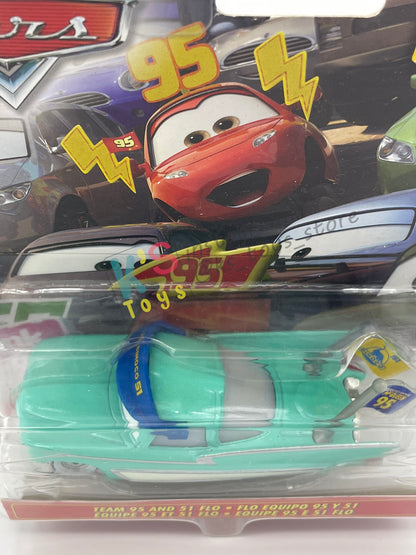 DISNEY PIXAR CARS BY MATTEL 1:55, "TEAM 95 AND 51 FLO" - CARS 3 FAN FAVOURITE SERIES - BNIP