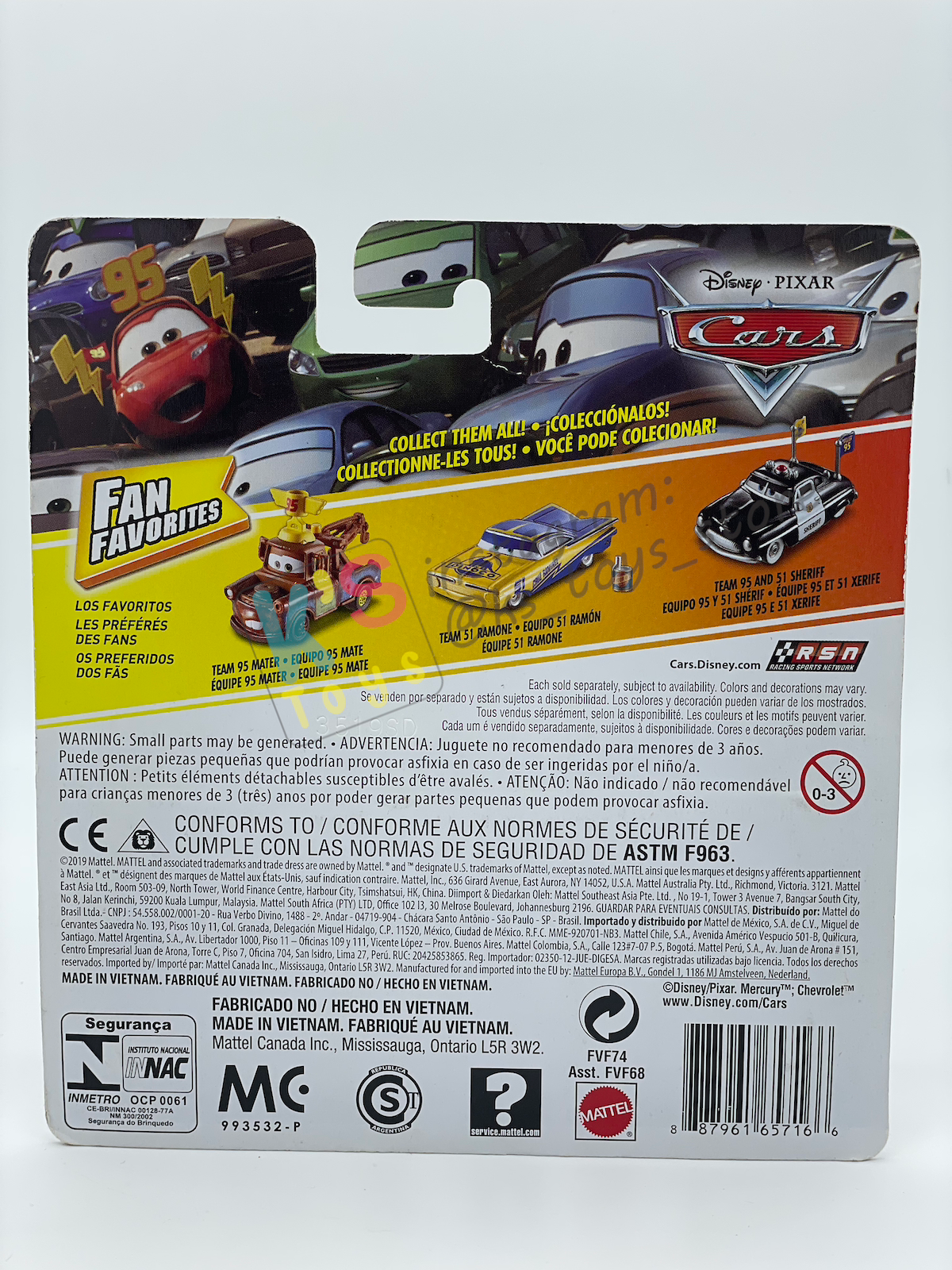 DISNEY PIXAR CARS BY MATTEL 1:55, "TEAM 95 AND 51 FLO" - CARS 3 FAN FAVOURITE SERIES - BNIP