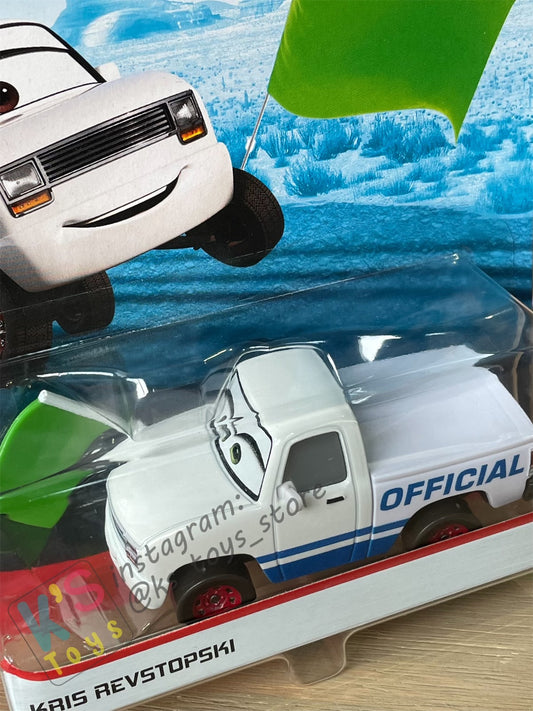 DISNEY PIXAR CARS BY MATTEL, KRIS REVSTOPSKI WITH GREEN FLAG - FLORIDA 500 - BNIP