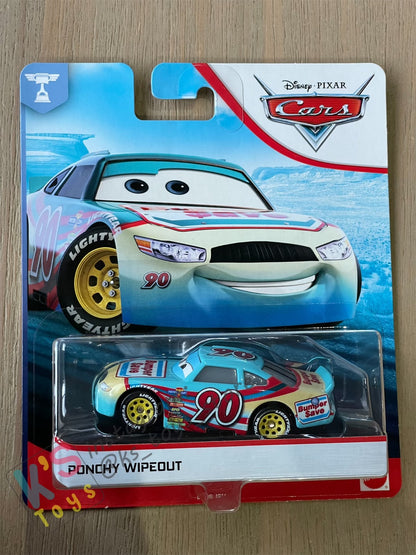 DISNEY PIXAR CARS "PONCHY WIPEOUT" YELLOW TIRES, PISTON CUP RACERS SERIES- BNIP