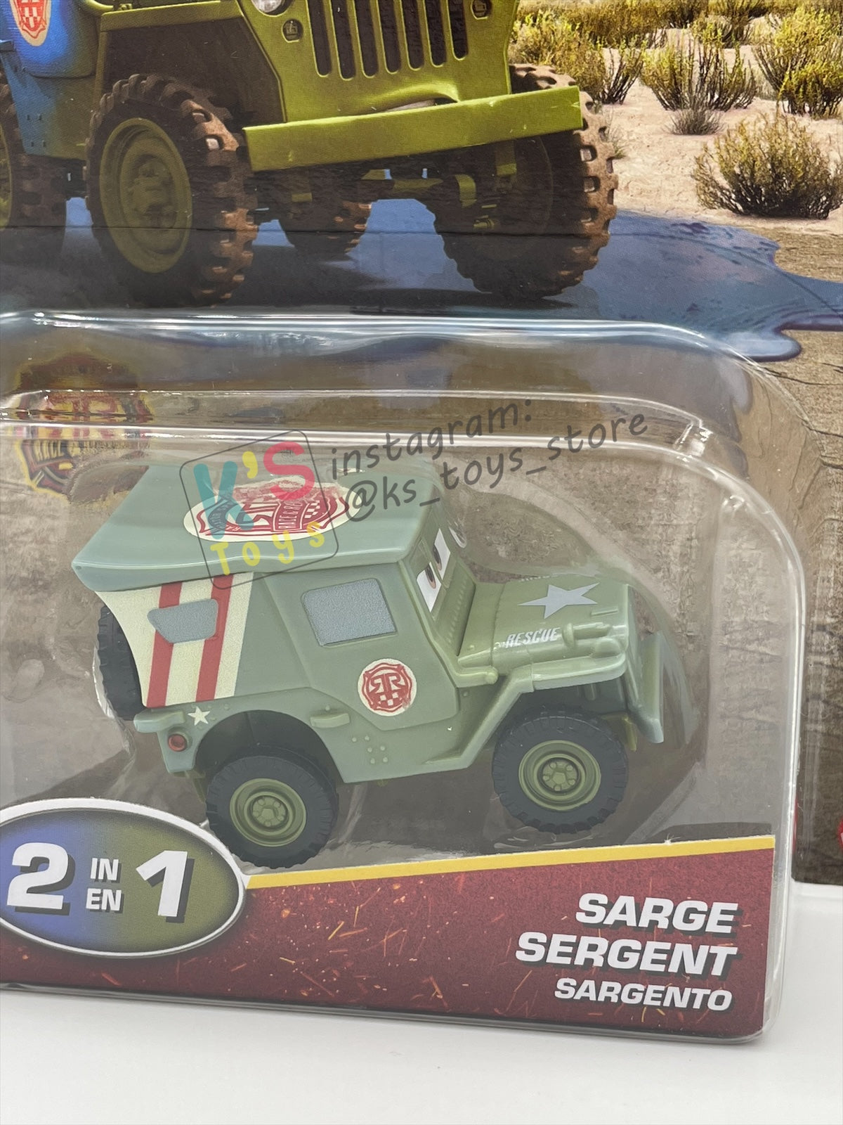 COLOR CHANGERS Disney Pixar Cars by MATTEL, RACE AND RESCUE SARGE (BLUE / OLIVE GREEN) - 2026 NEW RELEASE - BNIP