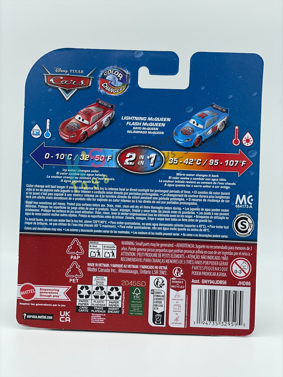 COLOR CHANGERS Disney Pixar Cars by MATTEL, RALLY RACE LIGHTNING MCQUEEN (BLUE / RED) - 2026 NEW RELEASE - BNIP