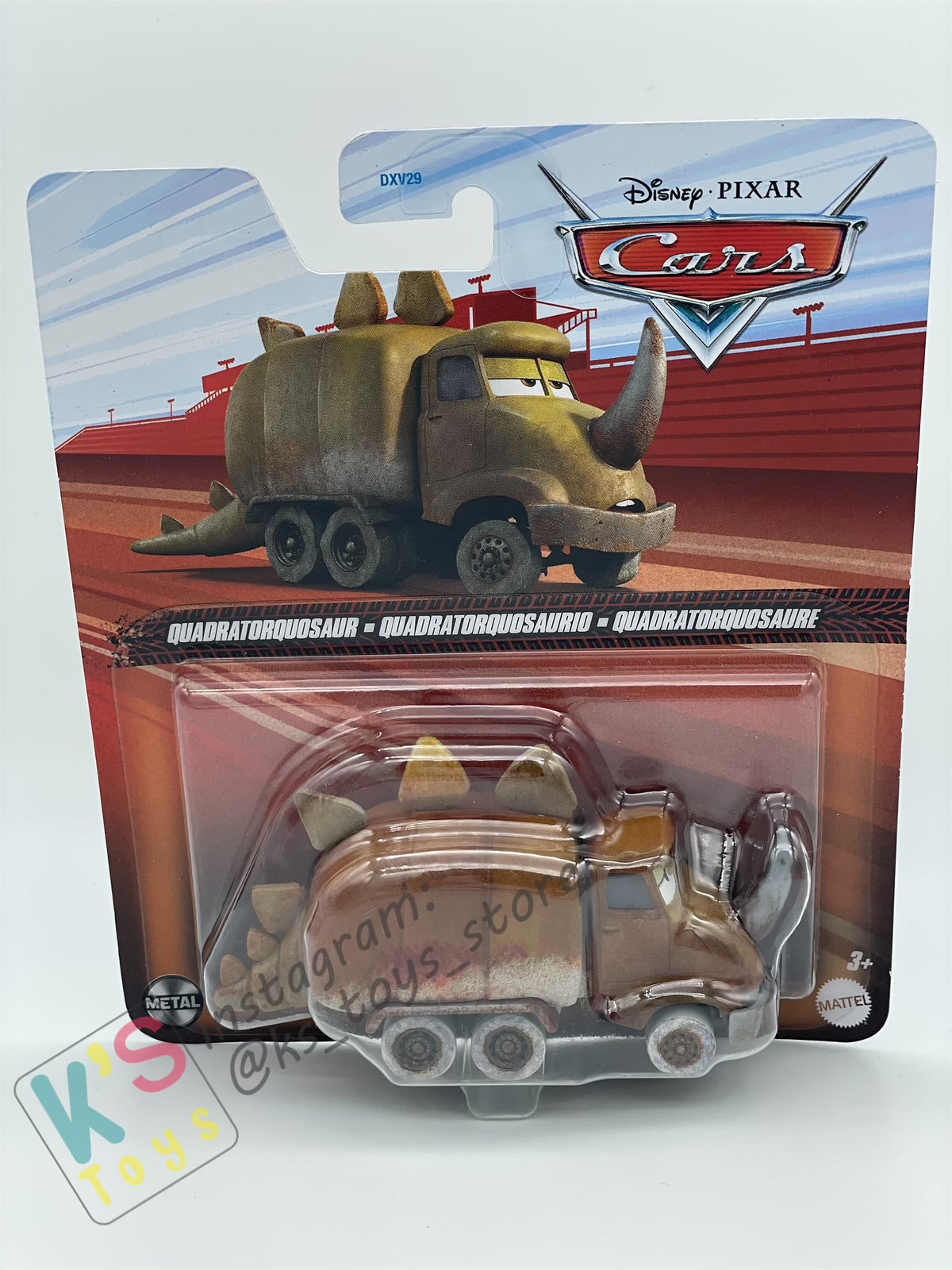 DISNEY PIXAR CARS BY MATTEL - "QUADRATORQUOSAUR" CARS ON THE ROAD - 2024 RE-RELEASED - BNIP