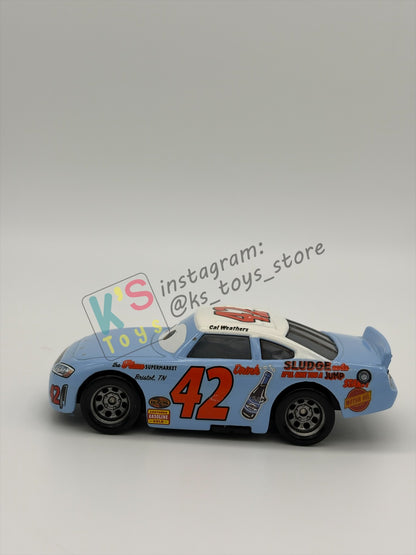 PRE-OWNED / LOOSE DISNEY PIXAR CARS 1:55 BY MATTEL - "CAL WEATHERS" THOMASVILLE RACING LEGENDS SERIES - NEAR MINT CONDITION