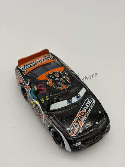 PRE-OWNED / LOOSE DISNEY PIXAR CARS - NITROADE #28 AIKEN AXLER - GOOD CONDITION - READ DESCRIPTION!!!!!!