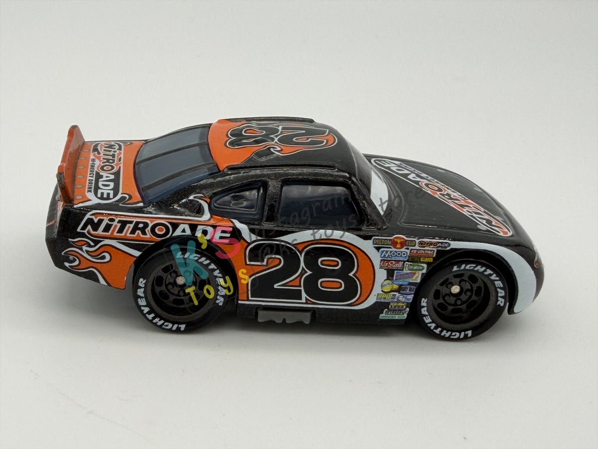 PRE-OWNED / LOOSE DISNEY PIXAR CARS - NITROADE #28 AIKEN AXLER - GOOD CONDITION - READ DESCRIPTION!!!!!!
