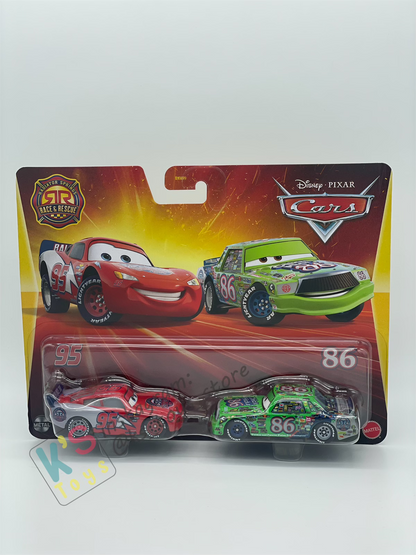 Disney Pixar Cars 1:55 by Mattel 2-Pack RACE RALLY 200 LIGHTNING MCQUEEN AND RACE RALLY 200 CHICK HICKS, RACE AND RESCUE SERIES - 2026 CHINA RELEASED - BNIP