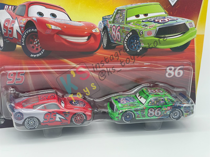 Disney Pixar Cars 1:55 by Mattel 2-Pack RACE RALLY 200 LIGHTNING MCQUEEN AND RACE RALLY 200 CHICK HICKS, RACE AND RESCUE SERIES - 2026 CHINA RELEASED - BNIP