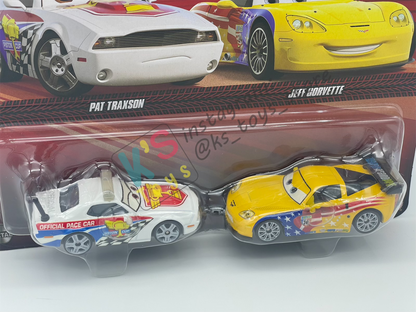 Disney Pixar Cars 1:55 by Mattel 2-Pack, PAT TRAXSON AND JEFF GORVETTE - 2025 RE-RELEASED - BNIP