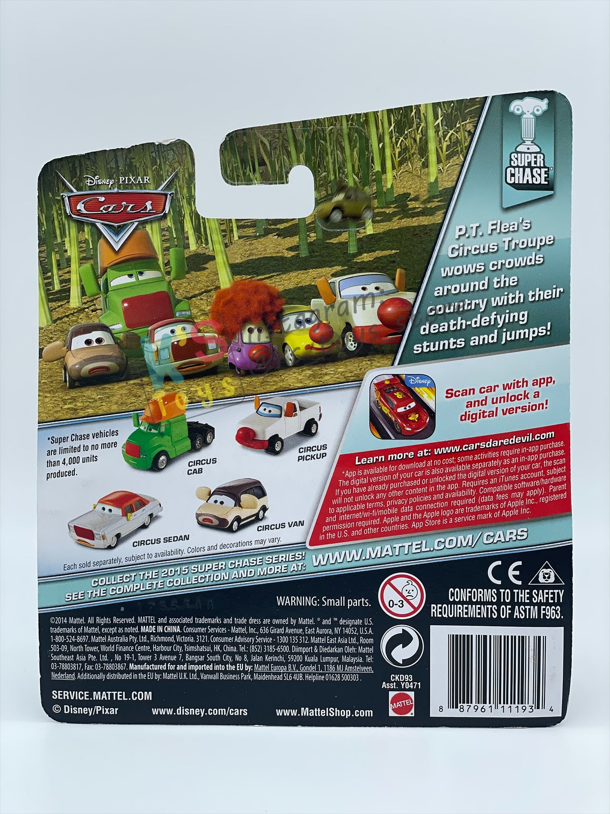 DISNEY PIXAR CARS BY MATTEL 1:55, "CIRCUS FORKLIFT & CIRCUS GT" - SUPER CHASE SERIES - BNIP