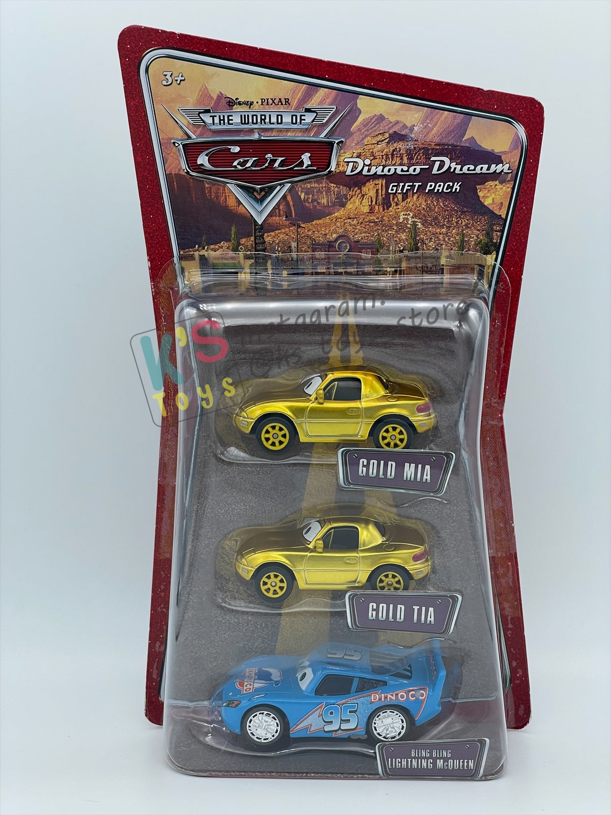 DISNEY PIXAR CARS 3 PACK DINOCO DREAM GIFT PACK "GOLD MIA, GOLD TIA, AND BLING BLING LIGHTNING MCQUEEN"  - BNIP - READ DESCRIPTION!!!!!
