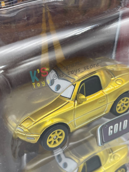 DISNEY PIXAR CARS 3 PACK DINOCO DREAM GIFT PACK "GOLD MIA, GOLD TIA, AND BLING BLING LIGHTNING MCQUEEN"  - BNIP - READ DESCRIPTION!!!!!