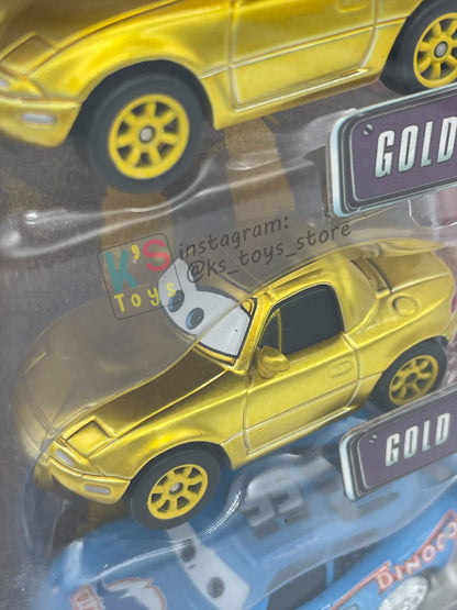 DISNEY PIXAR CARS 3 PACK DINOCO DREAM GIFT PACK "GOLD MIA, GOLD TIA, AND BLING BLING LIGHTNING MCQUEEN"  - BNIP - READ DESCRIPTION!!!!!