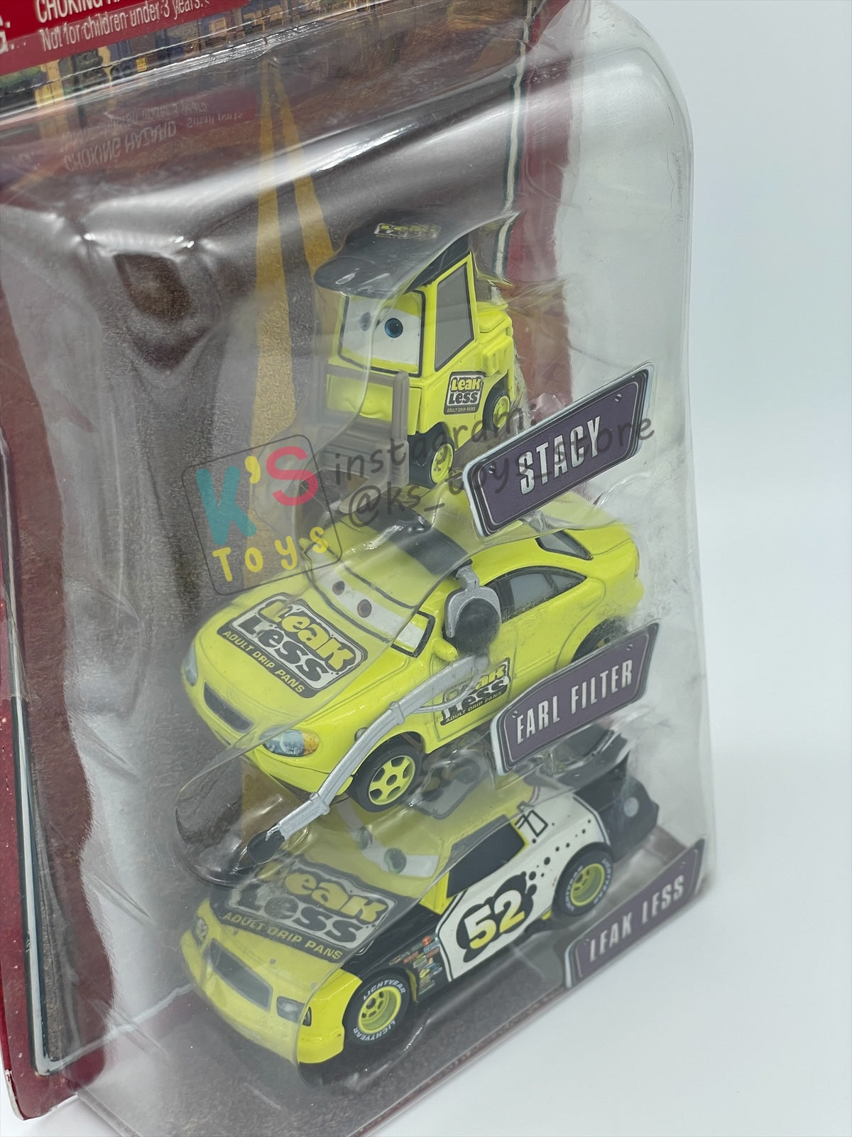 DISNEY PIXAR CARS 3 PACK TEAM LEAK LESS GIFT PACK "STACY, EARL FILTER AND LEAK LESS"  - BNIP - READ DESCRIPTION!!!