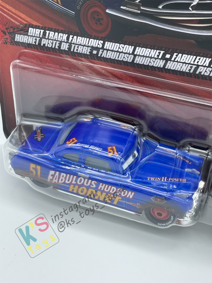 Disney Pixar Cars 1:55 by Mattel 2-Pack DIRT TRACK FABULOUS HUDSON HORNET AND CLOVIS RIDER - 2025 RELEASE - BNIP