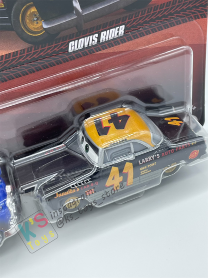 Disney Pixar Cars 1:55 by Mattel 2-Pack DIRT TRACK FABULOUS HUDSON HORNET AND CLOVIS RIDER - 2025 RELEASE - BNIP