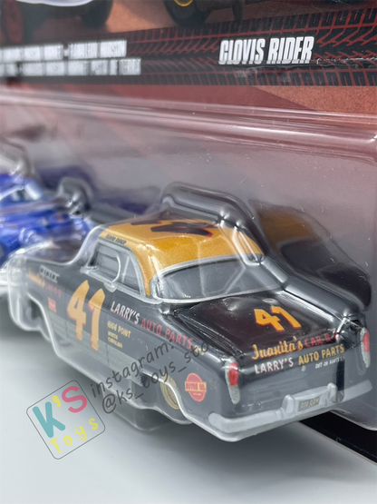 Disney Pixar Cars 1:55 by Mattel 2-Pack DIRT TRACK FABULOUS HUDSON HORNET AND CLOVIS RIDER - 2025 RELEASE - BNIP