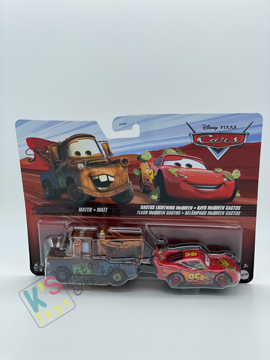 Disney Pixar Cars 1:55 by Mattel 2-Pack MATER WITH BIG HOOK AND CACTUS LIGHTNING MCQUEEN - 2025 RELEASE - BNIP