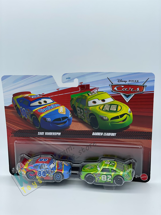 Disney Pixar Cars 1:55 by Mattel 2-Pack SAGE VANDERSPIN AND DARREN LEADFOOT - 2025 RELEASE - BNIP