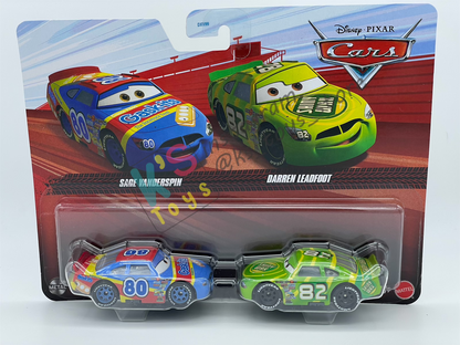 Disney Pixar Cars 1:55 by Mattel 2-Pack SAGE VANDERSPIN AND DARREN LEADFOOT - 2025 RELEASE - BNIP