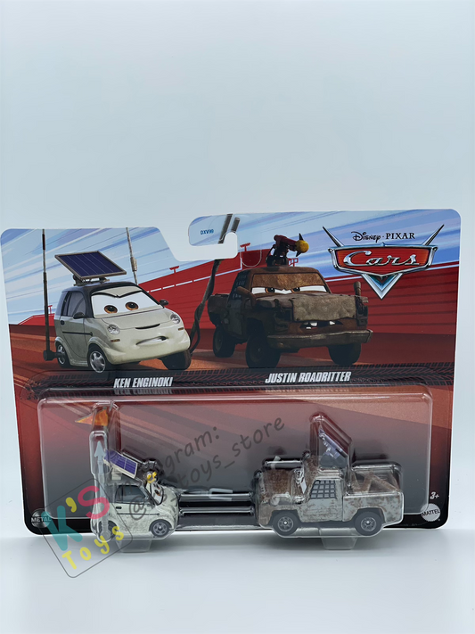 Disney Pixar Cars 1:55 2-Pack by Mattel, KEN ENGINOKI AND JUSTIN ROADRITTER (New Variant) - 2025 RELEASE - BNIP