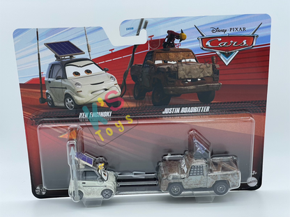 Disney Pixar Cars 1:55 2-Pack by Mattel, KEN ENGINOKI AND JUSTIN ROADRITTER (New Variant) - 2025 RELEASE - BNIP