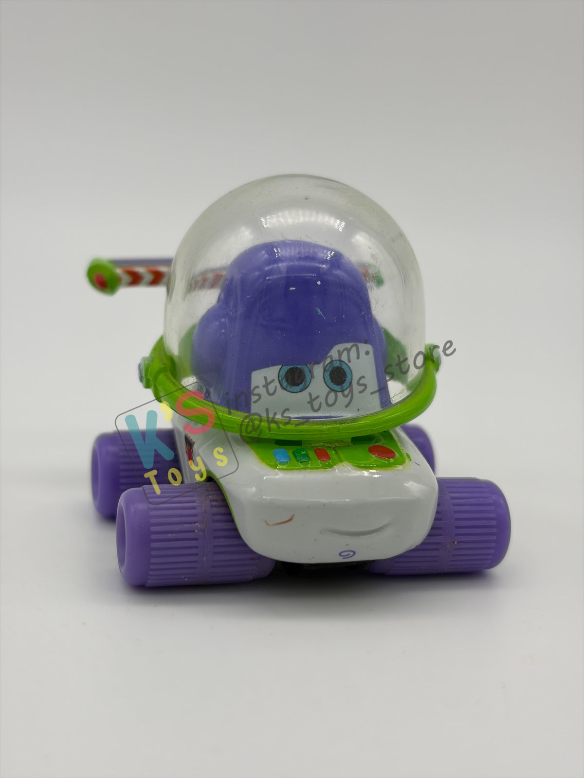 FREE ITEM!! PRE-OWNED / LOOSE DISNEY PIXAR CARS - "BUZZ" READ DESCRIPTION!!!! SPACE HELMET IS BROKEN BUT IN GOOD CONDITION