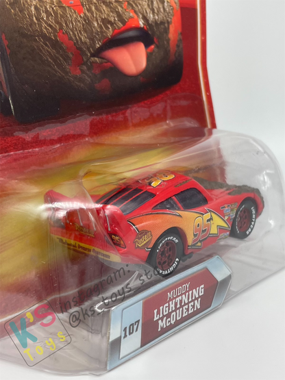 Rare Disney Pixar Cars by Mattel, Muddy Lightning McQueen - Final Lap Series - BNIP