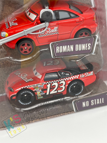 DISNEY PIXAR CARS 3 PACK TEAM NO STALL GIFT PACK "SHIRLEY SPINOUT, ROMAN DUNES, AND NO STALL"  - BNIP