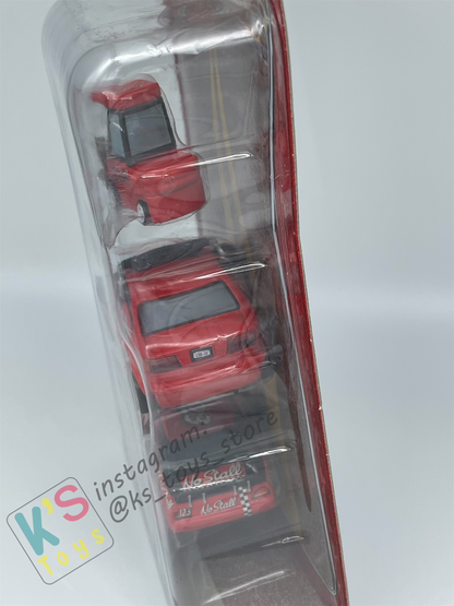 DISNEY PIXAR CARS 3 PACK TEAM NO STALL GIFT PACK "SHIRLEY SPINOUT, ROMAN DUNES, AND NO STALL"  - BNIP