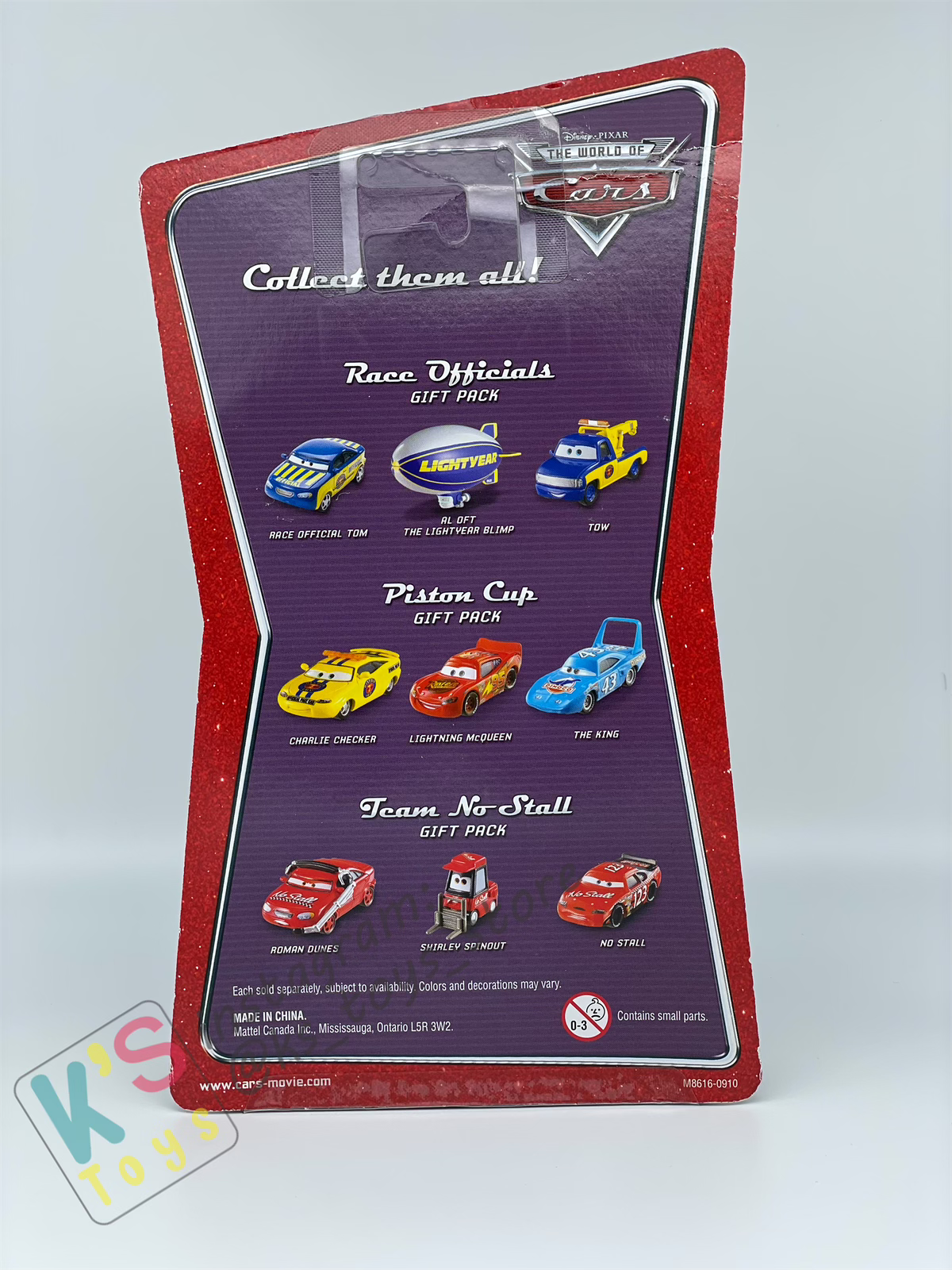 DISNEY PIXAR CARS 3 PACK TEAM NO STALL GIFT PACK "SHIRLEY SPINOUT, ROMAN DUNES, AND NO STALL"  - BNIP