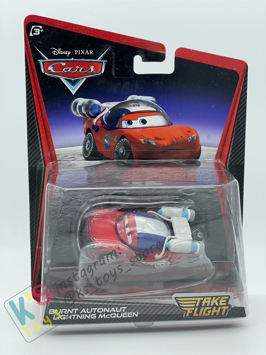 DELUXE DISNEY PIXAR CARS BY MATTEL, BURNT AUTONAUT LIGHTNING MCQUEEN, TAKE FLIGHT - BNIP