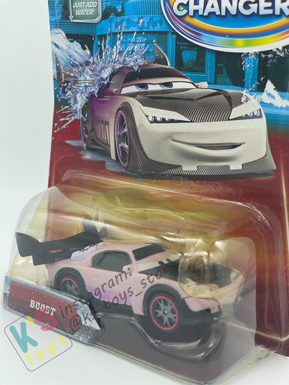 COLOR CHANGERS Disney Pixar Cars by MATTEL, BOOST (PURPLE/WHITE) - 2 PAINT JOBS IN 1 - BNIP