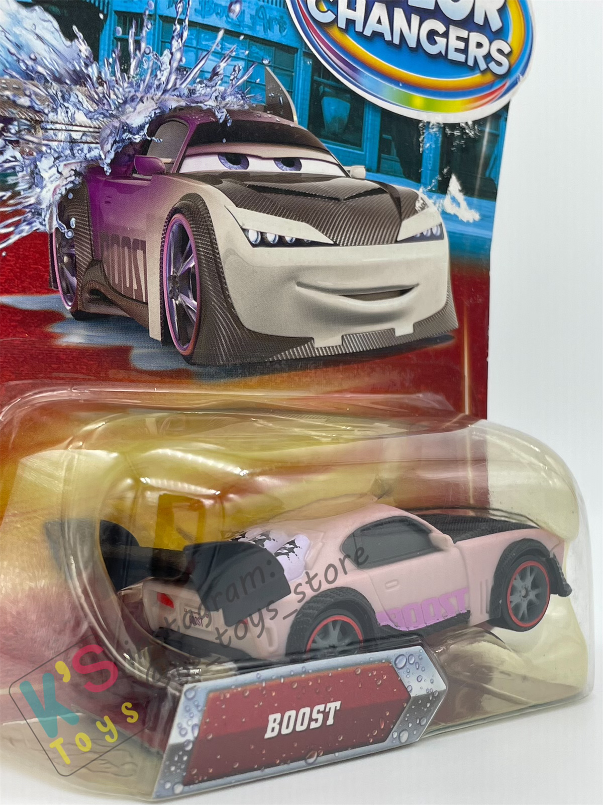 COLOR CHANGERS Disney Pixar Cars by MATTEL, BOOST (PURPLE/WHITE) - 2 PAINT JOBS IN 1 - BNIP