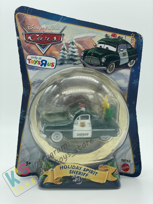 Disney Pixar Cars 1:55 by MATTEL, HOLIDAY SPIRIT GREEN SHERIFF, CHRISTMAS SERIES TOYSRUS EXCLUSIVE- BNIP