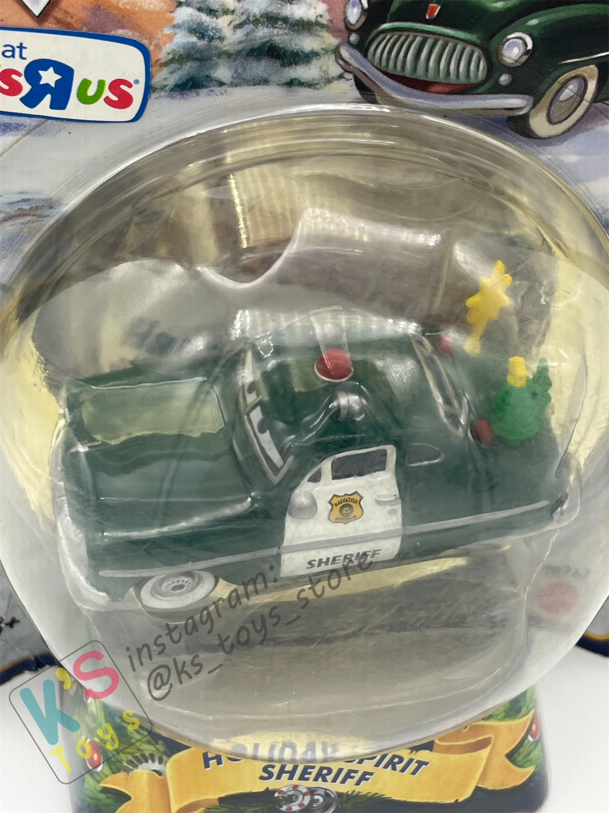 Disney Pixar Cars 1:55 by MATTEL, HOLIDAY SPIRIT GREEN SHERIFF, CHRISTMAS SERIES TOYSRUS EXCLUSIVE- BNIP