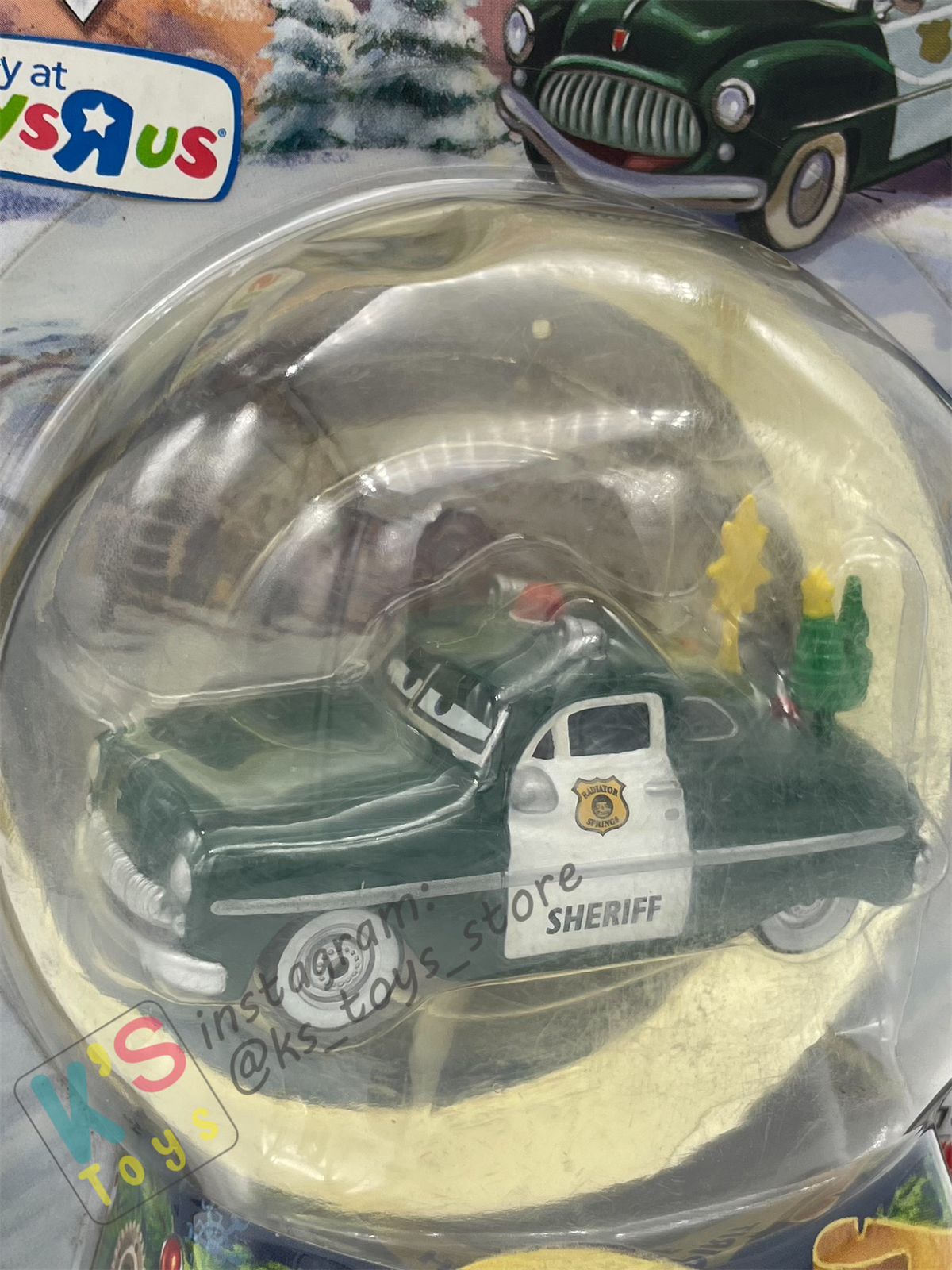 Disney Pixar Cars 1:55 by MATTEL, HOLIDAY SPIRIT GREEN SHERIFF, CHRISTMAS SERIES TOYSRUS EXCLUSIVE- BNIP