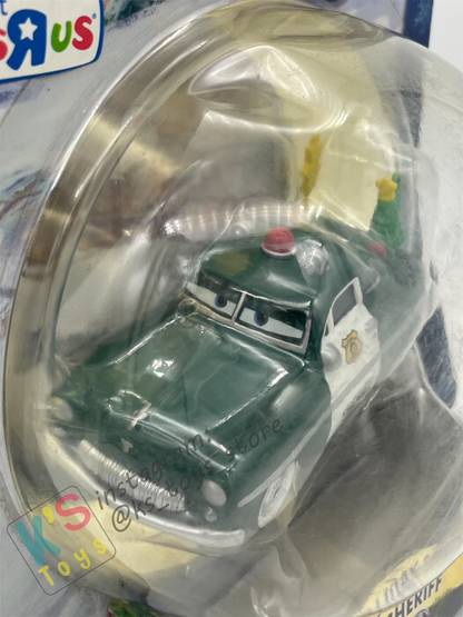 Disney Pixar Cars 1:55 by MATTEL, HOLIDAY SPIRIT GREEN SHERIFF, CHRISTMAS SERIES TOYSRUS EXCLUSIVE- BNIP